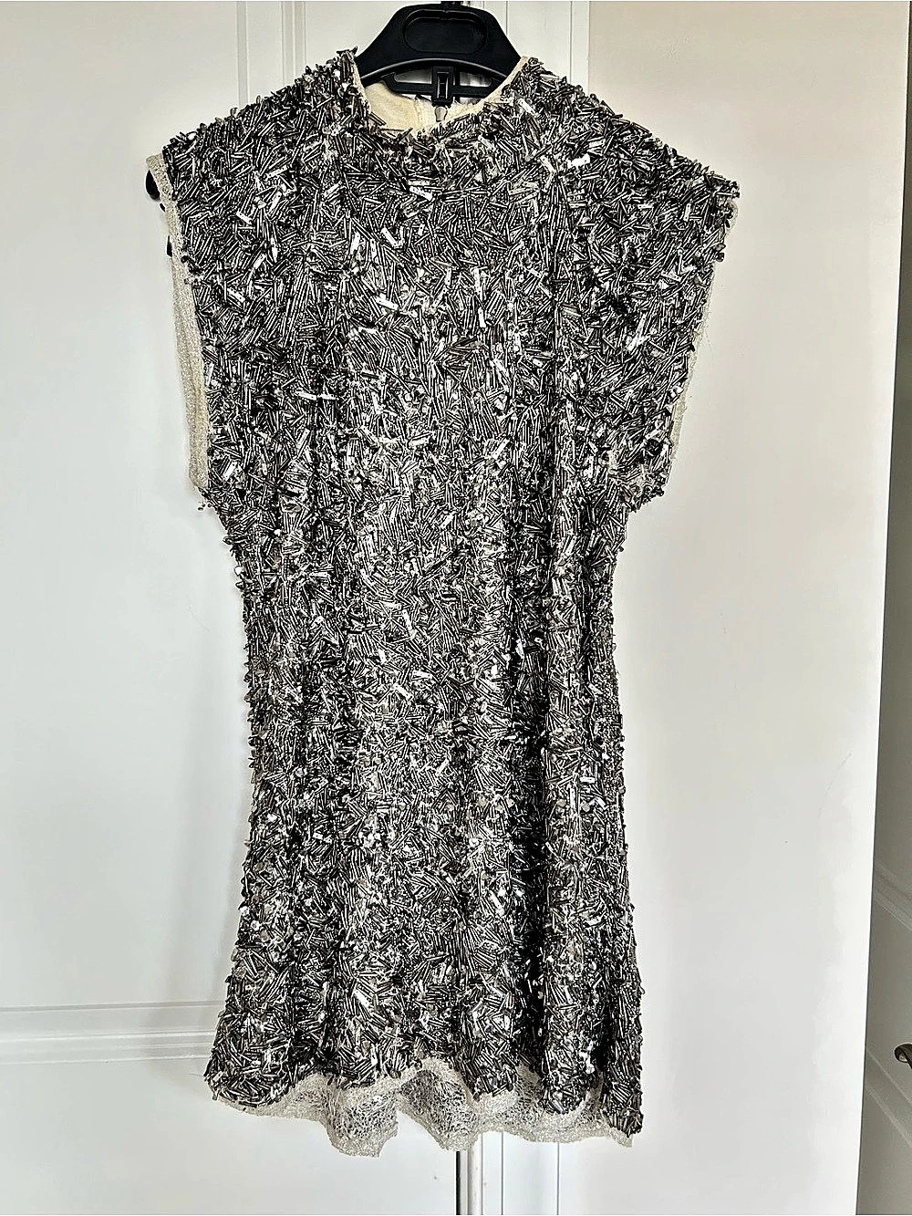 ZARA Hand Beaded Long Top in Dark Pewter Size Medium